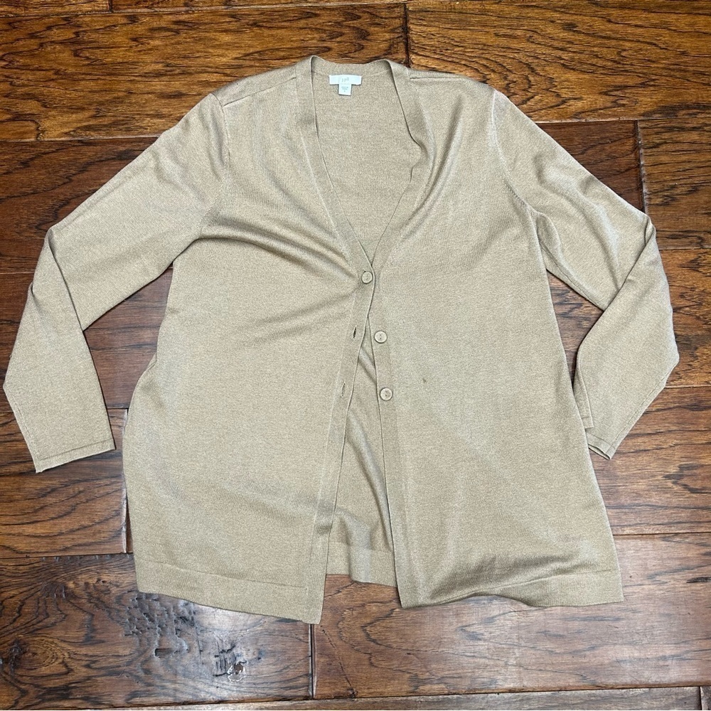 J.Jill Women’s Long Sleeve Button Up Wool‎ Blend Cardigan Sweater quiet luxury